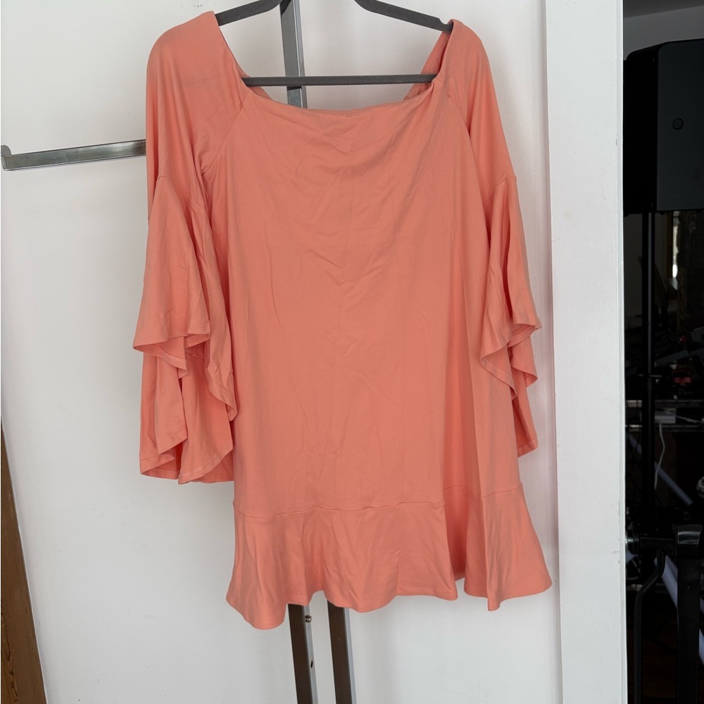Susana Monaco Coral Ruffle Sleeve Blouse Size Small